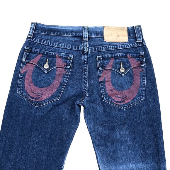 VINTAGE True Religion Jeans Size 34 Red Horseshoe - Picture 2 of 10
